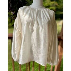 Future Collective Medium Ivory Lyocell Balloon Sleeve Blouse